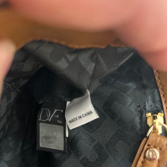 DVF Diane von Furstenberg 440 Mini Studded Flap Crossbody Bag Tan Brown Gold - Picture 10 of 10